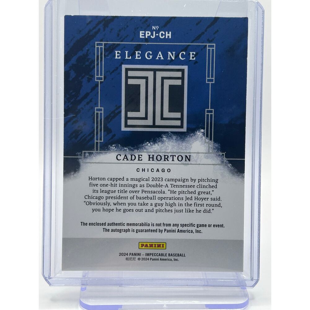 2024 Panini Impeccable Cade Horton Elegance Jersey Patch Auto 24/99 SP Cubs - Picture 2 of 2